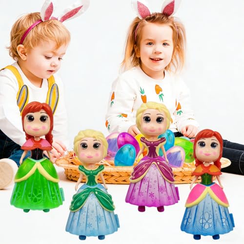 Pinkiwine 4 Pack Prefilled Easter Eggs with Princess Deformation Eggs Toys Inside for Kids Boys Girls Easter Basket Stuffers Gifts Party Favors - style: Style A