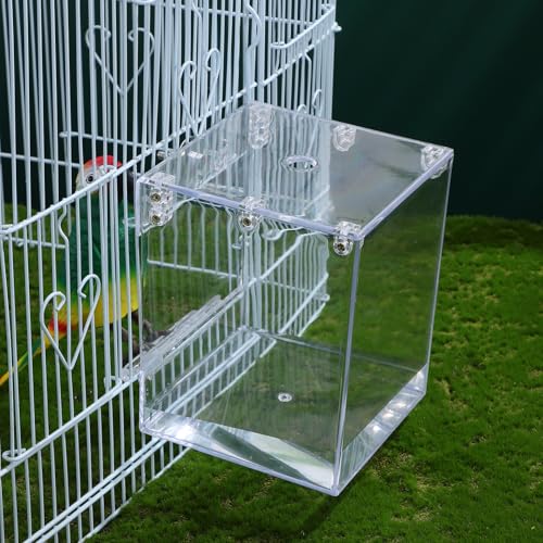 Happyyami Hanging Bird Bath Box for Cage Multifunctional Bird Bath Cage Accessory for Parakeet Cockatiel and Small Birds Space-Saving Shower Indoor Accessories 6.49 X 5.11 X 5.11 in