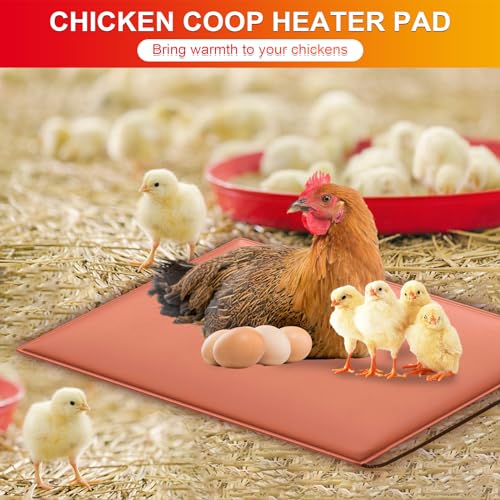 Chicken Heating Pad Baby Chicks Heater Mat Temperature and Timer Adjustable Led Display Chicken Warming Blanket Heated Mat with Anti Bite Cord Chick Brooder Heating Mat Orange 11.7" X 15.6" - size: 15.6"L x 11.7"W x 0.4"H