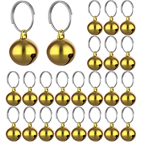 24 Sets of Cat Bells for Cat and Dog Collar Pendant Pet Bell Pet Pendant Accessories (Mixed Color) - color: Gold
