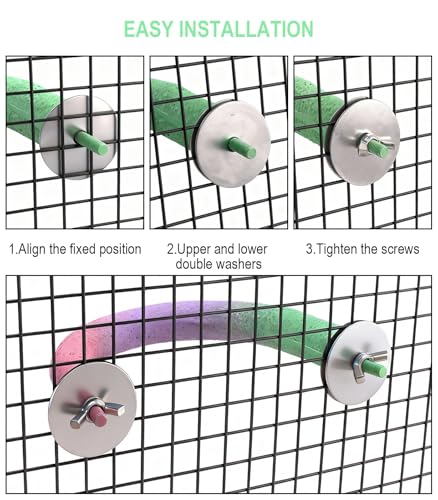 U Shape Parrot Perch Cage for 4cm Large Pad Fits Bird perches | Fits Horizontal Vertical Bars Washable Colorfast Resin Perch for Budgies, Cockatiels to Trim Nails Beak Naturally
