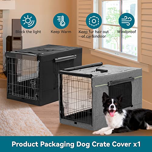 PETSFIT Crate Cover for Wire Dog Crate(30in/36inch/42inch), Single Door/Double Doors, Mesh Window, Flap On The Top and Back is Detachable, Dog Kennel Cover Black 30inch - size: 30.5"L x 19.5"W x 21.5"H