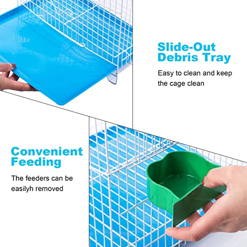Small Bird Cage, Starter Kit with 2 Feeding Cups, Perch and Removable Tray | Lightweight with handle and hooks for travel, outings and vet visits with parakeets, canaries, lovebirds and finches. - size: White 13"L x 11.8"W x 17.7"H