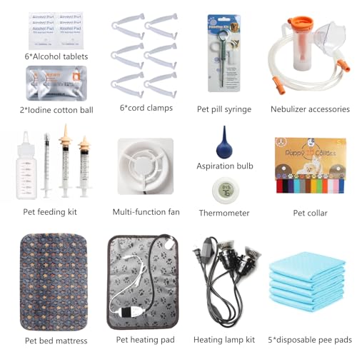 Puppy Incubator with Heating and Fan, Ideal Incubator for Puppies and Kittens, Ensures Good Ventilation and Temperature Control for Newborn Pets (85L)