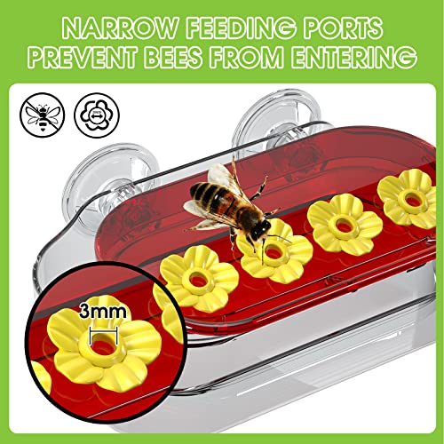 Redboat 2 Pack Window Hummingbird Feeder | Strong Suction Cup Hummingbird Feeder with 4 Feeding Ports, Easy to Clean and Refill Plastic Humming Bird Feeder,Gifts,10oz - size: 2 PC