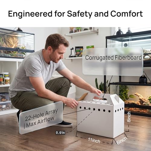 15 Pack Cardboard Pet Carrier Box for Small Pets, 11 x 8 x 6 Inch Disposable Corrugated Small Animals Travel Box with Ventilation & Handle for Chickens, Chicks, Birds, Hamsters & Reptiles
