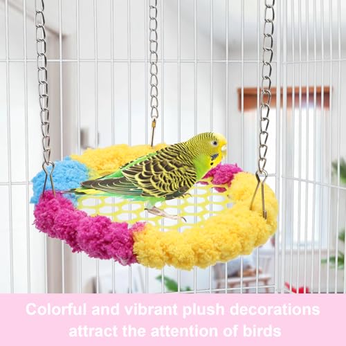 Wontee Bird Hanging Swing Hammock Colorful Hanging Perch Parrot Climbing Stand for Budgies Parakeets Lovebirds Caique Senegal Cockatiels (Blue) - color: Blue