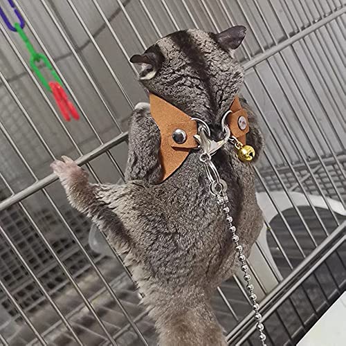 3 Pack Sugar Glider Harness and Leash Set - Adjustable Traction Rope Strap Anti-Biting Chain Rope, Small Animal Training Walking Vest Leash for Sugar Glider Squirrel Hamster Rat Birds Reptile (Brown) - color: Brown