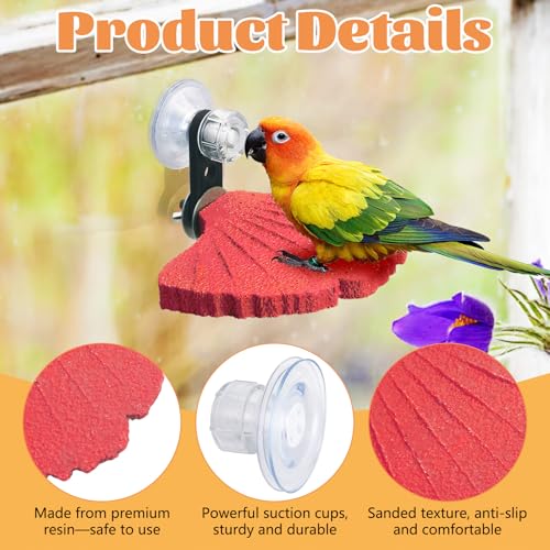 3PCS Bird Perch Bird Beak Grinding Stone with Suction Cups for Small Birds Foot Claws Trimmer Bird Stand Platform Parakeet Cage Perch Parrot Cage Accessories for Indoor Window Viewing (Pink) - color: Pink, size: Suction cup style