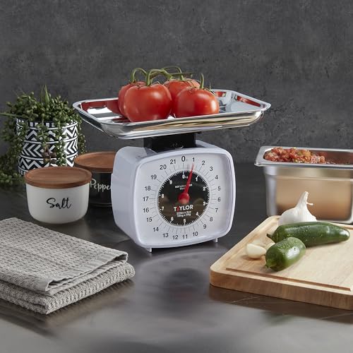 Taylor Analog Kitchen Scale Mechanical Food Scale, 22 lb Capacity, Multicolor