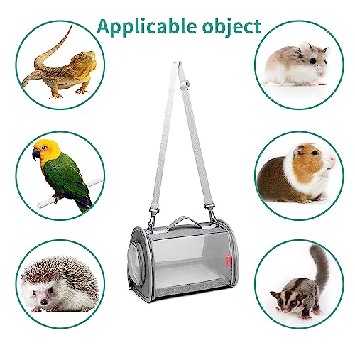 Guinea Pig Carrier Travel Small Animal Carrier Bag Lizard Bird Rabbit Carrier Cage Squirrel Breathable Bag Portable Travel Hamster Small Pet Hangbag (Small, Gray) - color: gray, size: Small