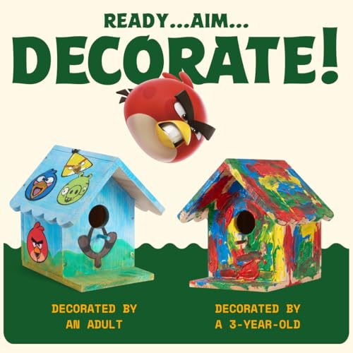 Angry Birds x WildYard DIY Birdhouse Kit - Cedar, Paint Your Own | Build and paint a cedar birdhouse for kids and adults, includes paint set and stencils for backyard birds.