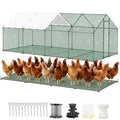 HERBAN 2026 Upgraded Large Metal Chicken Coop with All-Around Hardware Cloth, 9.8x19.5x6.4 ft Walk-in Outdoor Chicken Run Pen for Backyard with Cover, Spire Roof Poultry Cages - size: 234.0"L x 117.6"W x 76.8"H