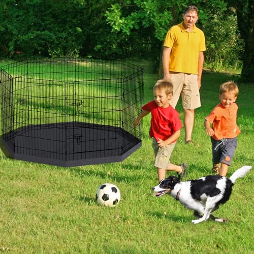 Artmalle 36-Inch Dog Playpen with Bottom Pad, 8-Panel Rustproof Fence | 36-inch rustproof 8-panel dog playpen with bottom pad, tool-free setup and flexible shapes for indoor or outdoor use. - style: 24'' x 36'' with Bottom cover