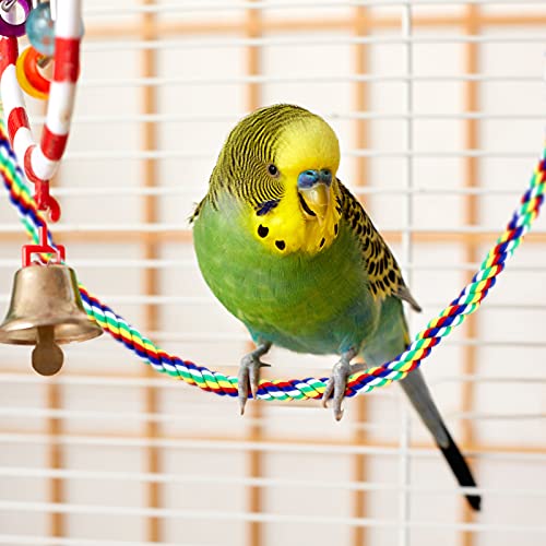 Weewooday 2 Pcs Bird Rope Perches Climbing Rope Bird Cage Accessories for Parrots, Parakeets, Cockatiels, Conures - size: 21.6 Inch, 31.5 Inch