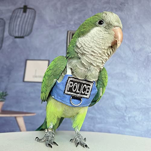 RRRIOT Bird Flight Harness Vest, Parrot Flight Suit with Leash, Blue, Medium, Cotton, Anti-Slip Rubber, Zipper Closure, Suitable for Parrots, Birds - size: M