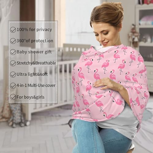 Flamingo Baby Stuff Car Seat Cover for Baby,Mom Nursing Breastfeeding Covers,Multi-Use Car Seat Canopy Carrier Cover,Stroller Cover Newborn Shower Gift for Boys Girls - color: Flamingo