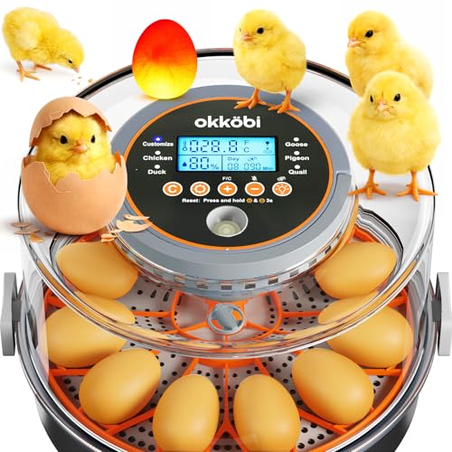 12 Egg Incubator with Automatic Egg Turning and Humidity Control – Temperature Adjustment – incubators for hatching eggs – Built-in Egg Candler – Incubadora de Huevos de Gallina – Easy to Use
