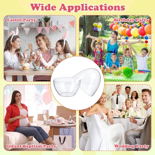 Kisangel 4Pcs 4.7 Inches Large Clear Easter Eggs - Empty Fillable Plastic Eggs for Easter Party Basket Stuffer Wedding Baby Shower Christmas Decoration