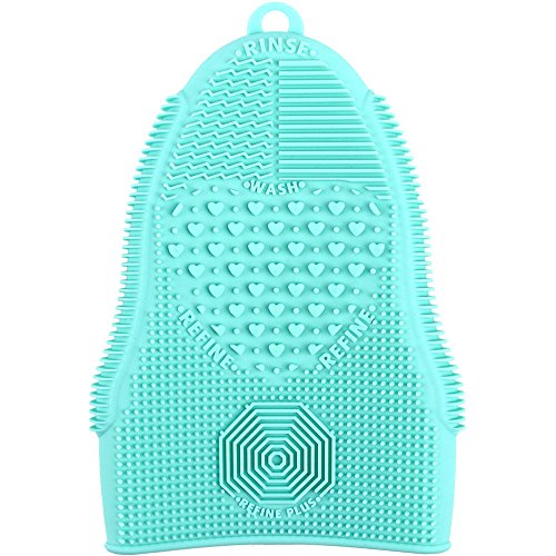 Makeup Brush Cleaner Glove Mat Mitt Silicone Cosmetic Cleaning Scrubber Tool Face Brushes and Eye Brush Washing Pad Mint Green - color: Green