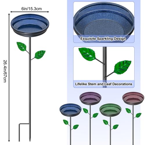 4PCS Hummingbird Bird Bath for Outside, Freestanding Metal Flower BirdBaths Bowl with Stake, Detachable Birdfeeder for Outdoor Yard Lawn Garden Decor (4PCS-Blue-Green-Brown-Purple) - style: 4PCS-Blue-Green-Brown-Purple