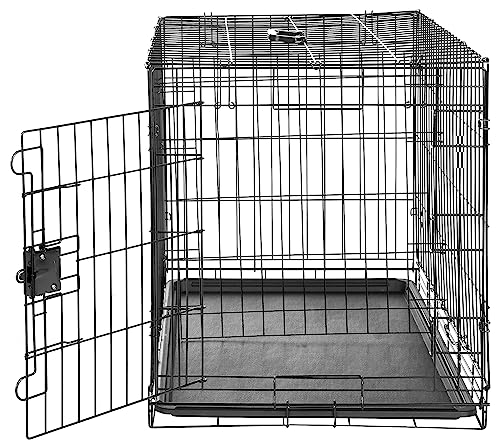 Amazon Basics Portable Metal Wire Dog Crate with Removable Tray, Single Door with Divider Panel, Foldable, Collapsible, Easy to Assemble & Clean, 36" x 23" x 25", Black - size: 36 x 23 x 25 in, style: Single Door w/ Divider