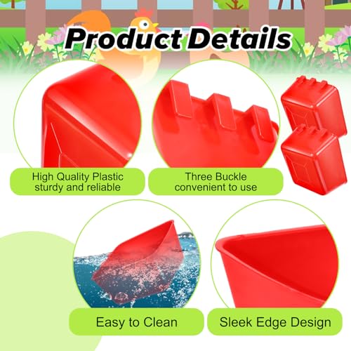 20 Pcs Cage Cups Chicken Feeder Waterer, 16 oz, Hanging Bunny Cage Feeder, Chicken Water Bowl for Pet Parrot, Rooster, Parakeet - color: red