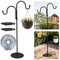 74" Shepherd's Hook Stand Plant，Wind Chime Hanger Stand, Bird Feeder,Waterproof Metal & Adjustable-Height Standing Pole Holder for Lantern and Wreath, Indoor & Outdoor