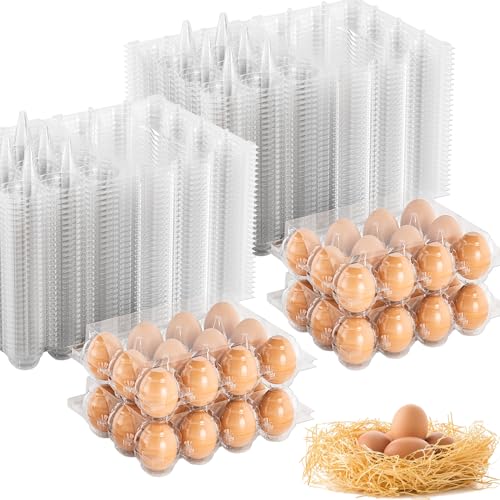 100 Pack Egg Cartons Cheap Bulk 12 Count Plastic Egg Containers 3x4 Grids | Reusable Bulk Egg Carton Clear Egg Holder for Home Ranch Farm Commercial Market Display Plastic Egg Contain for Craft Project - size: 100Pack-3x4 Grids