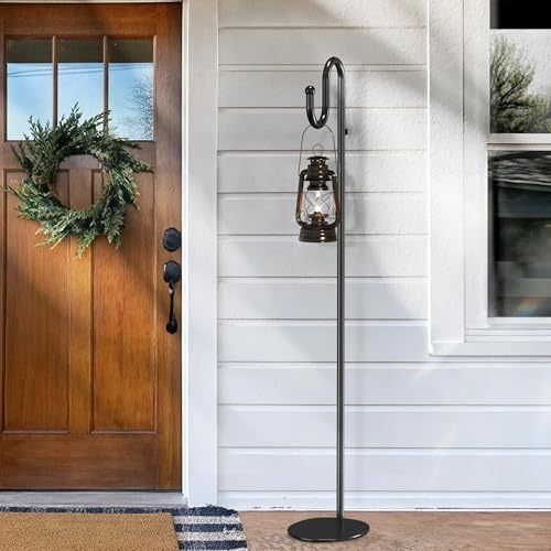 74" Shepherds Hook Stand: Hanging Bird Feeders, Plants, and Wind Chimes | Heavy Duty, Adjustable, Free Standing Pole Holder with Heavy Duty Base for Indoor & Outdoor, Holds Up to 20 LBS - color: Black