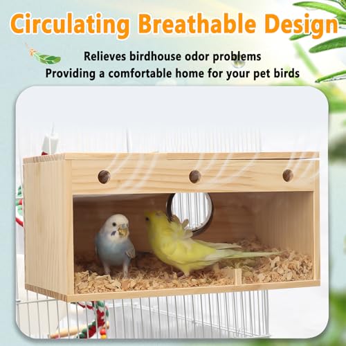 kathson Parakeet Nesting Box,Transparent Parrots Breeding Mating Boxes Nest House,Bird Cage Nesting Box for Cockatiel,Budgie,Lovebirds,Conure,Finch,Canary,L - size: L: 11.81*5.7*5.9 inches
