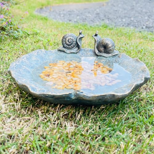 Bird Baths for Outdoors, Resin Birdbath Bowl with Snail Accents, Antique Outdoor Garden Bird Feeder for Outside Yard Lawn or Table Decor - color: Snail Bird Feeder