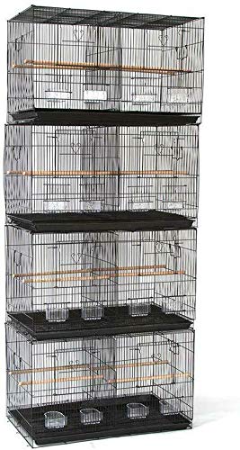 Seny Lot of 4 Breeding Bird Carrier Cage with Dividor for Parakeet Canary Finch Lover Bird (Black) - color: Black