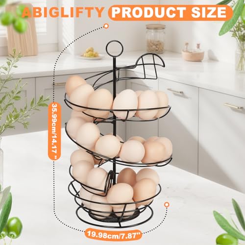 Abiglifty Spiral Metal Egg Holder Countertop, Fresh Egg Holder Countertop,Egg Storage for Countertop, Spiral Egg Storage Display Rack for Kitchen,Farmhouse