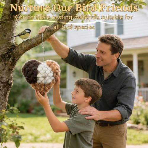 Handmade Alpaca Fiber Bird Nesting Heart, 2026 New Birds Nests Material Holder, Refillable Bird Nesting Heart Outdoor Yard Art, Winter Fowl Gifts Animal Hummingbirds Lovers Home Garden Yard (1 PCS)