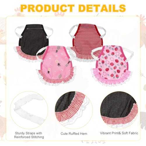 M METERXITY 4-Pack Chicken Saddle for Hens, 9 Inch Polyester Chicken Apron Hens Back Protector for Protecting Bird Back and Side Feathers, Poultry Saver [Mixing 4 Styles G]