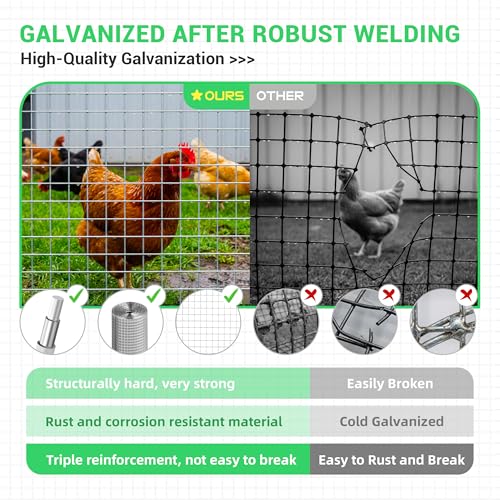 Land Guard Hardware Cloth 1/2 Inch 48inx100.1ft 19 Gauge Square Chicken Wire Fence Mesh Roll Raised Garden Bed Plant Supports Poultry Netting Cage Snake Fence… - size: 1/2inch 48inch×100.1ft