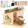 Modern Birdhouse Woodworking Kit, Natural Cedar Wooden birdhouses for Outdoors with Paint Set, Creative DIY Birdhouse Gift, Build Your Own Bird House Kit