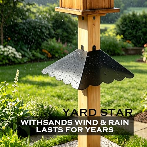 17 Inch Wavy Edge Metal Squirrel Baffle for 4x4 Posts, Black | Wraparound metal design installs without removing the post, with curved edges and a weather-resistant finish for outdoor use