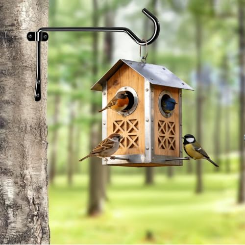 2 Pack Metal Plant Hanger for Wall, Decorative Plant Hooks for Hanging Plants, Indoor Outdoor Wall Plant Holder for Hanging Planters, Bird Feeders Home Decor (Black, 9.4 in-Straight Hook) - color: Black, size: 9.4 IN-Straight Hook