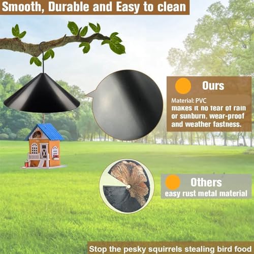 Squirrel Baffle for Bird Feeder Pole, Outside Pole Mount Bird House Guard for Outdoor Shepherds Hook, PVC Prevents Stealing Squirrel Baffle for Feeder