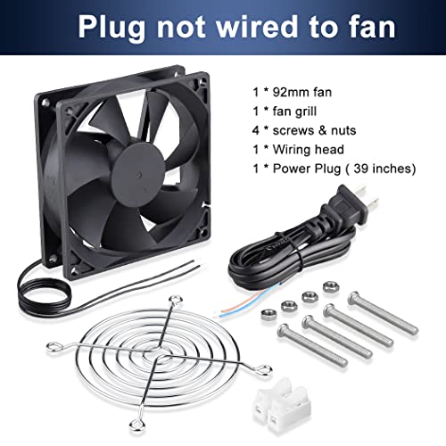 Wathai EC 92mm AC Axial Cooling Fan 110V 120V Industrial Case Fan 90mm | AC 110v - 240V Dual Ball High Speed Energy-efficient and lightweight - style: 92x25mm
