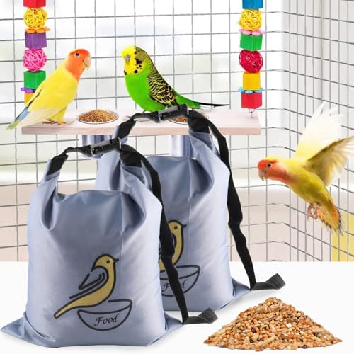 2 Pack Bird Seed Storage Container with Zipper Design,10 lb Travel Bird Food Storage Bag,Outdoor Portable Wild Bird Seed Container,Outdoor Feeding for Pet Birds Parakeets Finches Food Meal Storage