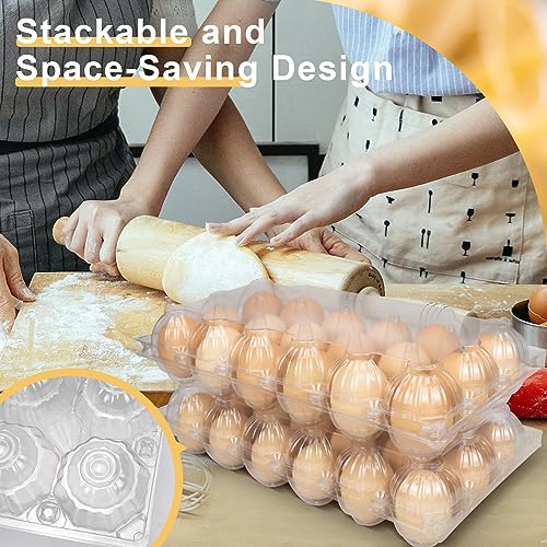 Pintuson 40-Pack Egg Cartons (18 Count) - Clear Plastic Egg Holder for Fresh Chicken Eggs - Reusable 3x6 Gird Egg Container with Secure Snap for Farmers Market & Transport - Fits Small to Large Eggs - color: Medium-40PK-18CT