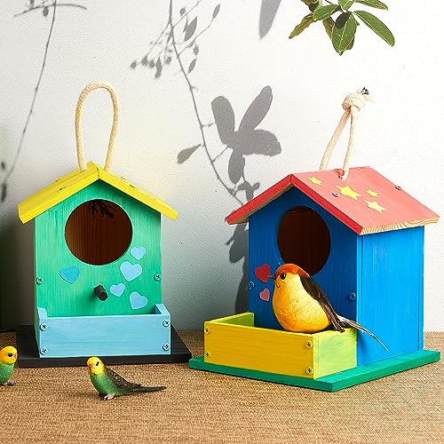 Liliful 2 Pack Birdhouse Kits for Kids, DIY Wooden Bird House Kit to Build and Paint, Birdhouse Painting Kit for Kids Ages 4-8 8-12, Arts and Crafts Activity, Classroom Gift for Boys Girls