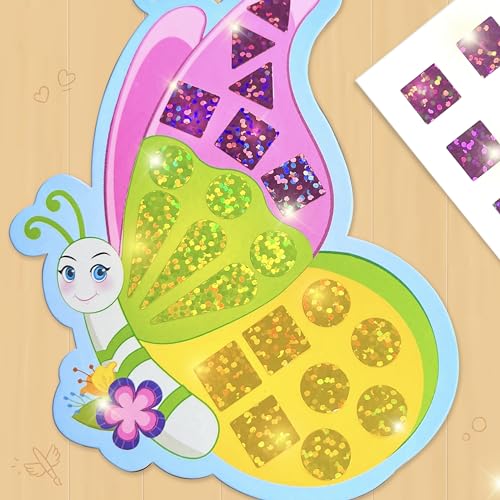 Imagimake Mirror Mosaic - Butterfly & Peacock, 5 Templates, 450+ Stickers | Mess-Free Craft Activity, Screen-Free Creative Art Kit for Kids, Birthday Gift for Boys & Girls Ages 3,4,5,6,7 Years Old - style: 2. Butterfly & Peacock