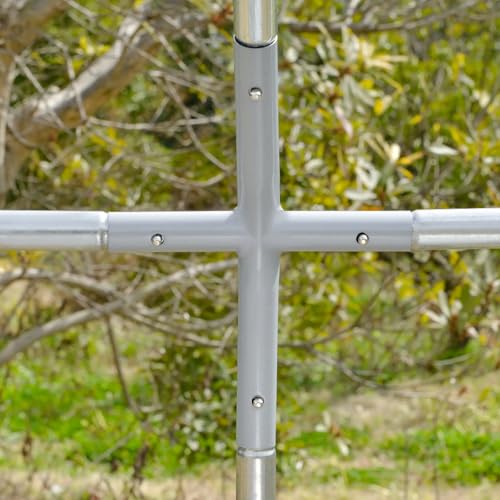 Large Metal Chicken Coop, Walk-in Chicken Run with Cover for Outdoor Yard & Farm, Poultry Cage Pen Hen House for Chickens, Ducks & Rabbits, 24.9 FT x 9.2 FT x 6.5 FT, Silver - size: 24.9 FT x 9.2 FT x 6.5 FT