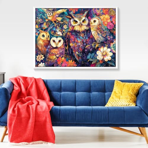 300 Pieces Owl Puzzle for Adults, Bird Puzzle Challenging Game Gift | 300 Pieces Recycled Cardboard Jigsaw Puzzles for Adults, Home Decor Gift Toy for Teens Kids Seniors 20.5×15 in - style: Owls