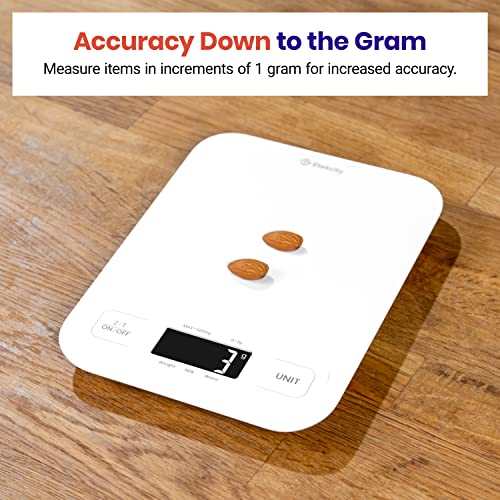 Etekcity Food Kitchen Scale, Digital Grams and Ounces, Large | Tare function, ideal for baking, weight loss, keto, meal prep, packages, liquids and jewelry, White - color: Clean White