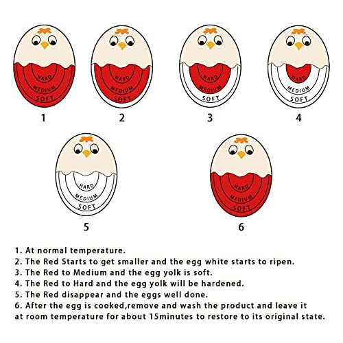 TOFOREVO Egg Timers for Hard Boiled Eggs Timer Red 6 Pack | BPA-Free, Color Changing Tells When Eggs are Ready - color: Red